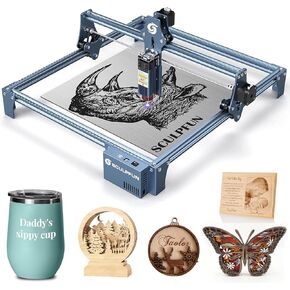 حفارة ليزر SCULPFUN S30 Ultra مع مساعدة هوائية، قاطع ليزر بقوة 22 وات، آلة نقش بالليزر عالية الدقة، 600 * 600 مم نقش ليزر لمنطقة العمل للخشب والمعادن