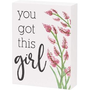 Inspirational Mini Wood Block Sign, 4" (You Got This Girl)