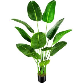 OXLLXO 6.5ft Artificial Silk Bird of Paradise Palm Tree (78in) with 17 Trunks Faux Tree and Plastic Nursery Pot, Fake Plant for Office House Farmhouse Living Room Home Decor (Indoor/Outdoor)