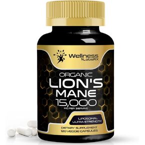 Lions Mane Supplement Capsules - 120 Count - Mushroom Supplement, Brain Supplements for Memory and Focus, Lion's Mane Mushroom Capsules Organic - Cognitive and Immune Support, Focus Supplement