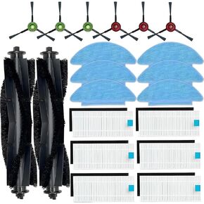 HUIZHEN Accessories Kit Compatible with Tikom L9000, Lubluelu SL60D, Laresar L6 Nex Robotic Vacuum Cleaner Replacement Parts, 2 Main Roller Brush, 6 Side Brush, 6 Hepa Filter, 4 Microfiber Mop Pad