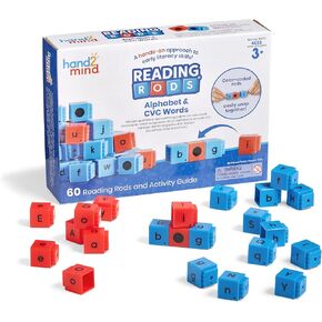 hand2mind Reading Rods Building Sight Words, Word Building Activities, Letter Blocks, Sight Words Kindergarten, CVC Words Spelling Toys, Reading Tools for Kids, Science of Reading Manipulatives