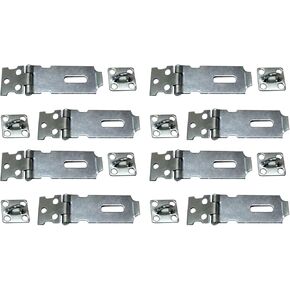 QCAA Safety HASP with Fixed Staple Steel Construction, 2", Zinc, 8 Pack, Made in Taiwan