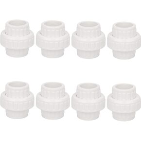 Set of 8, Lobergel 1 Inch PVC Union Coupling, White Pipe Fitting with EPDM O-Ring. Slip PVC Union Coupling Adapter Schedule 40 for Irrigation, Pool & Spa System, Indoor Plumbing Project