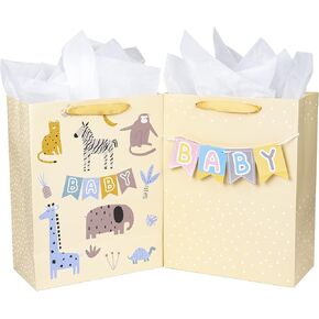 MAYPLUSS 13" Large Gift Bag with Greeting Card and Tissue Paper for Graduation - Black Gold Design