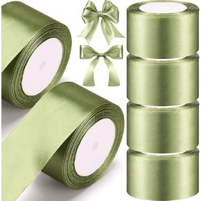 Zeyune 4 Rolls Burgundy Ribbon 96 Yards 2 Inches Wide Double Faced Polyester Satin Ribbon Solid Satin Ribbon for Christmas Wedding Handmade Bows and Gift Wrapping Crafts Burgundy Party Decoration