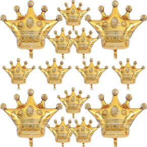 14PCS Crown Balloons Gold Foil Crown Balloon for Birthday Wedding Party Baby Shower Decorations 4 Giant and 10 Mini Size