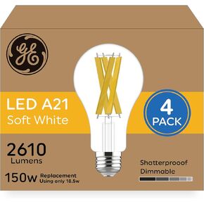 GE Ultra Bright LED Light Bulbs, 150 Watt, Soft White, A21 Bulbs (4 Pack)