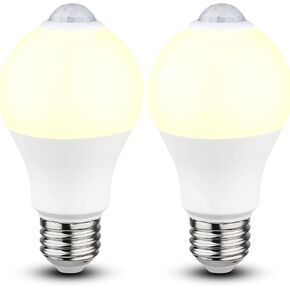 Motion Sensor Light Bulbs - 9W (60W Equivalent) E26 Motion Activated LED Light Bulb 3000K Warm White Dusk to Dawn Security Bulb Auto On Off Indoor Outdoor for Front Door Porch Basement Closet(2 Pack)