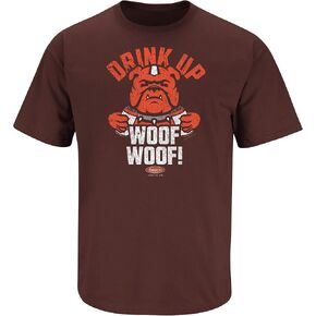 Smack Apparel Cleveland Football Fans. Drink Up Woof Woof! Brown T-Shirt (Sm-5x)