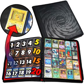 1280+ Cards 20 Pocket Card Binder Collector Card Album - Pages Compatible with Pokemon Cards, Sports Cards, Yugioh, MTG and Other TCG - Trading Card Sleeve with Side Loading Pockets