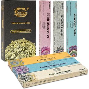 Raajsee Natural Incense Sticks,6 Pack Mixed Scents Gift Pack 15 gm Each (90 gm Total), Insense Sticks Variety Pack, 100% Organic Non Toxic Natural - Hand Rolled Free from Chemicals