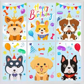 Whaline 6 Sheets Birthday Window Clings Happy Birthday Window Decals Colorful Birthday Cake Balloon Banner Double-Sided Window Stickers for Boys Girls Birthday Party Home School Decorations Supplies