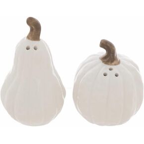 Gerson Beautiful Ceramic Fall and Thanksgiving Seasonal Salt and Pepper Shaker Sets (White Pumpkin and Gourd)