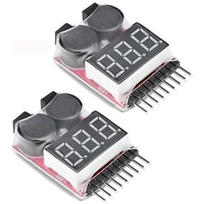 2 Pack ShareGoo 1S~8S LiPo Life LiMn Li-ion Battery Voltage Checker Tester,RC Low Voltage Warning Alarm Buzzer Alarm with LED Indicator