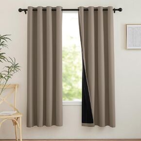 NICETOWN Portable Black Out Curtains 84 inch Long, Grommet 100% Blackout Window Treatments Lightweight Travel Curtains Thermal Insulated for Bedroom/Living Room, W52 x L84, 2 Panels