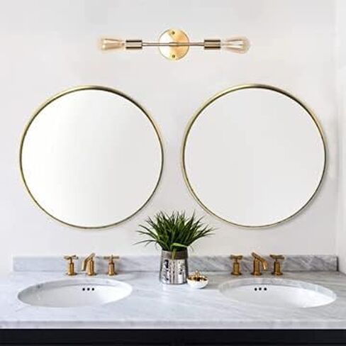 Wallcharmers 24" Round Gold Bathroom Mirror | Large Wall Mounted Decorative Vanity Mirror in Saudi Arabia