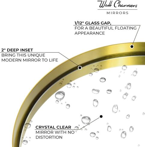 Wallcharmers 24" Round Gold Bathroom Mirror | Large Wall Mounted Decorative Vanity Mirror in Saudi Arabia