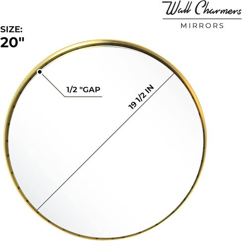 Wallcharmers 24" Round Gold Bathroom Mirror | Large Wall Mounted Decorative Vanity Mirror in Saudi Arabia