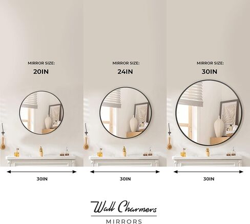 Wallcharmers 24" Round Gold Bathroom Mirror | Large Wall Mounted Decorative Vanity Mirror in Saudi Arabia