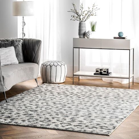 nuLOOM Annette Modern Leopard Print Area Rug, 5x7, Grey in Saudi Arabia