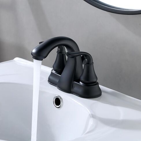 Derengge Matte Black Bathroom Faucet 4 Inch Two Handle Bathroom Sink Fucet with Drain Assembly, Lavatory Faucet for 3 Hole Installation, FL-0288-MT in Kuwait