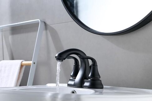 Derengge Matte Black Bathroom Faucet 4 Inch Two Handle Bathroom Sink Fucet with Drain Assembly, Lavatory Faucet for 3 Hole Installation, FL-0288-MT in Kuwait