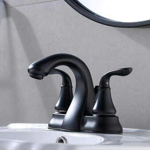 Derengge Matte Black Bathroom Faucet 4 Inch Two Handle Bathroom Sink Fucet with Drain Assembly, Lavatory Faucet for 3 Hole Installation, FL-0288-MT in Kuwait