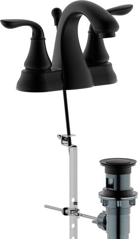 Derengge Matte Black Bathroom Faucet 4 Inch Two Handle Bathroom Sink Fucet with Drain Assembly, Lavatory Faucet for 3 Hole Installation, FL-0288-MT in Kuwait