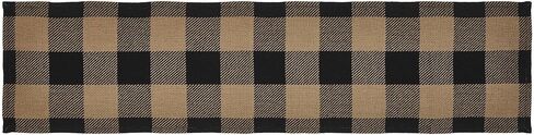 VHC Brands Runner 12x48, Cotton Dining Room, Kitchen Table Runner, Country Farmhouse Style, Black Check Collection, Rectangle 12x48, Country Black in Saudi Arabia