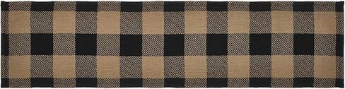 VHC Brands Runner 12x48, Cotton Dining Room, Kitchen Table Runner, Country Farmhouse Style, Black Check Collection, Rectangle 12x48, Country Black in Saudi Arabia