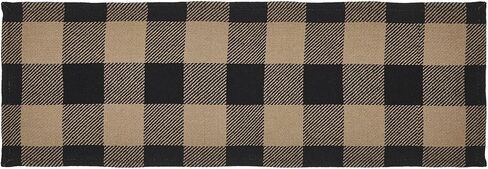 VHC Brands Runner 12x48, Cotton Dining Room, Kitchen Table Runner, Country Farmhouse Style, Black Check Collection, Rectangle 12x48, Country Black in Saudi Arabia