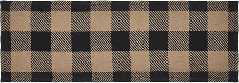 VHC Brands Runner 12x48, Cotton Dining Room, Kitchen Table Runner, Country Farmhouse Style, Black Check Collection, Rectangle 12x48, Country Black in Saudi Arabia