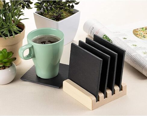 Juvale Coaster Holders - 2-Pack Coaster Display Stand Hold Up to 4 Coaster, 3.9-Inch Wood Coaster Holder Fit Square Round Coaster, for Kitchen, Dining Table, Home Decoration, Housewarming Gift in Saudi Arabia