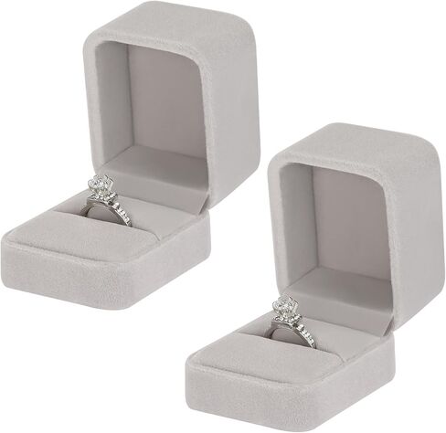 KUKUVR 2 Pieces Velvet Ring Gift Box, Small Ring Storage Boxes for Proposal Wedding Engagement Christmas Valentine's Day, Ring Earrings Stud Holder Display box for Woman Girl in Saudi Arabia