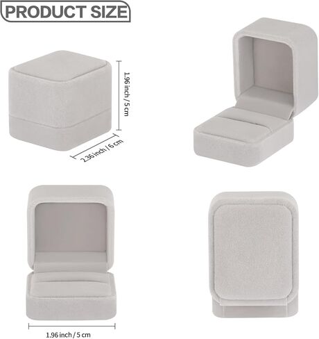 KUKUVR 2 Pieces Velvet Ring Gift Box, Small Ring Storage Boxes for Proposal Wedding Engagement Christmas Valentine's Day, Ring Earrings Stud Holder Display box for Woman Girl in Saudi Arabia