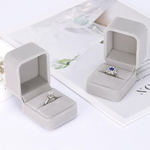 KUKUVR 2 Pieces Velvet Ring Gift Box, Small Ring Storage Boxes for Proposal Wedding Engagement Christmas Valentine's Day, Ring Earrings Stud Holder Display box for Woman Girl in Saudi Arabia