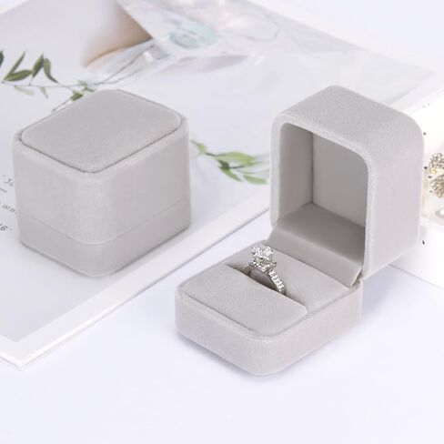 KUKUVR 2 Pieces Velvet Ring Gift Box, Small Ring Storage Boxes for Proposal Wedding Engagement Christmas Valentine's Day, Ring Earrings Stud Holder Display box for Woman Girl in Saudi Arabia