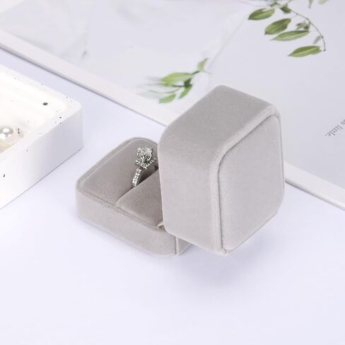 KUKUVR 2 Pieces Velvet Ring Gift Box, Small Ring Storage Boxes for Proposal Wedding Engagement Christmas Valentine's Day, Ring Earrings Stud Holder Display box for Woman Girl in Saudi Arabia