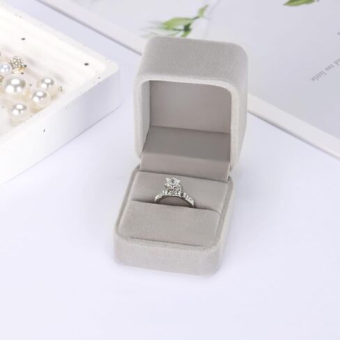 KUKUVR 2 Pieces Velvet Ring Gift Box, Small Ring Storage Boxes for Proposal Wedding Engagement Christmas Valentine's Day, Ring Earrings Stud Holder Display box for Woman Girl in Saudi Arabia