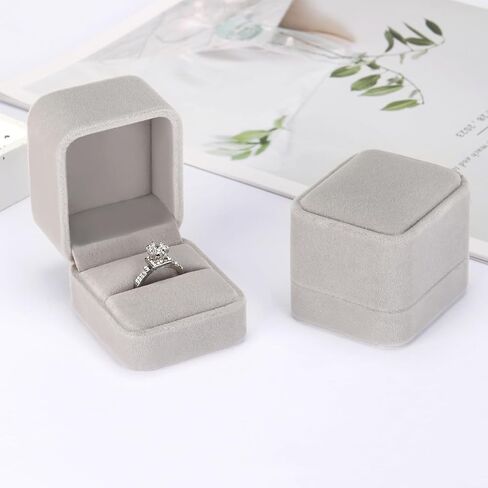 KUKUVR 2 Pieces Velvet Ring Gift Box, Small Ring Storage Boxes for Proposal Wedding Engagement Christmas Valentine's Day, Ring Earrings Stud Holder Display box for Woman Girl in Saudi Arabia