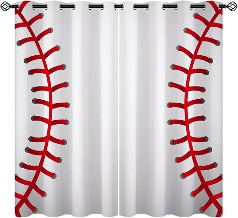 Sports Baseball Blackout Curtains for Girls Boy Home Decor, Texture Laces Closeup Background Grommet Thermal Insulated Drapes Darkening Window Curtain for Bedroom Living Room, 42 x 63 Inch in Saudi Arabia