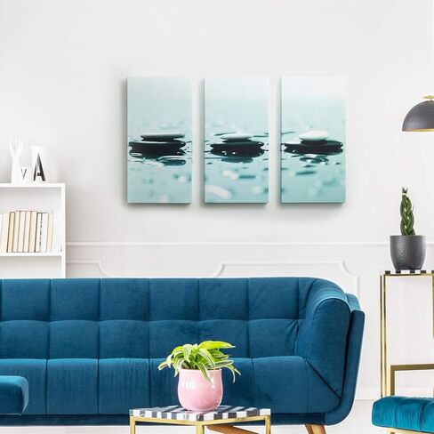 ديكور حائط تجريدي باللونين الأبيض والأسود - عمل فني جداري حديث باللونين الأبيض والأسود مقاس 20 × 48 - عمل فني بإطار من 3 لوحات باللونين الأبيض والأسود - طباعة فنية جدارية من القماش باللونين الأبيض والأسود لغرفة المعيشة وغرفة النوم والمكتب in Kuwait