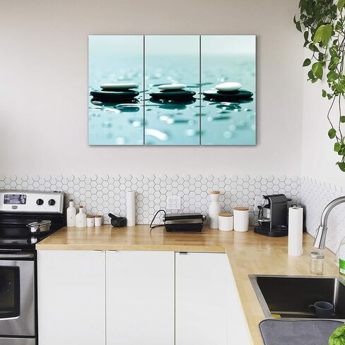 ديكور حائط تجريدي باللونين الأبيض والأسود - عمل فني جداري حديث باللونين الأبيض والأسود مقاس 20 × 48 - عمل فني بإطار من 3 لوحات باللونين الأبيض والأسود - طباعة فنية جدارية من القماش باللونين الأبيض والأسود لغرفة المعيشة وغرفة النوم والمكتب in Kuwait