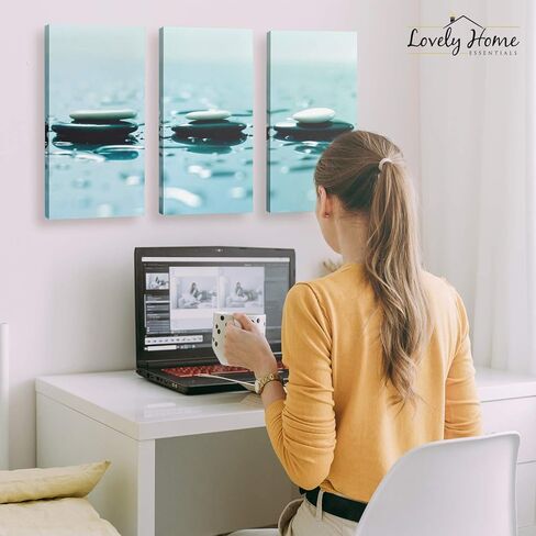 ديكور حائط تجريدي باللونين الأبيض والأسود - عمل فني جداري حديث باللونين الأبيض والأسود مقاس 20 × 48 - عمل فني بإطار من 3 لوحات باللونين الأبيض والأسود - طباعة فنية جدارية من القماش باللونين الأبيض والأسود لغرفة المعيشة وغرفة النوم والمكتب in Kuwait