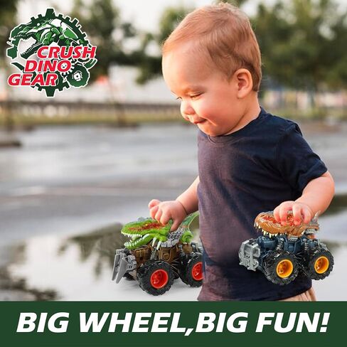 Oriate T-rex Dinosaur Toy Cars for Kids 3-8, Friction Powered Monster Truck with Mechanical Motor, Push n Go Car Stunt Play Party 209-R3 in Kuwait