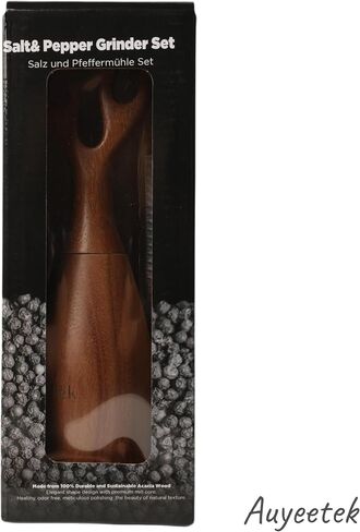 Wooden Salt and Pepper Grinder Refillable Set, Acacia Manual Sea Salt Mill Tray and Cleaning Brush,Spice Peppercorns Grinder Handcrafted Creative Design Kitchen Gift 8.66in Antler Shape 1pack in Saudi Arabia