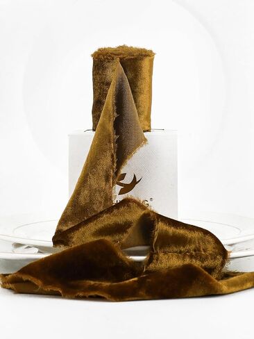 HUIHUANG Black Velvet Ribbon 2 inch Handmade Frayed Silk Velvet Ribbon for Flower Bouquet, Gift Wrapping, Invitations, Halloween Decor, Christmas Decor, Wedding Bridal Shower Decor-3 Yards in Kuwait