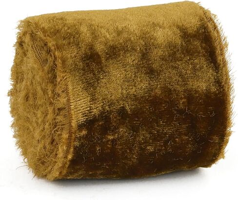 HUIHUANG Black Velvet Ribbon 2 inch Handmade Frayed Silk Velvet Ribbon for Flower Bouquet, Gift Wrapping, Invitations, Halloween Decor, Christmas Decor, Wedding Bridal Shower Decor-3 Yards in Kuwait