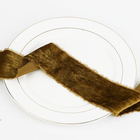 HUIHUANG Black Velvet Ribbon 2 inch Handmade Frayed Silk Velvet Ribbon for Flower Bouquet, Gift Wrapping, Invitations, Halloween Decor, Christmas Decor, Wedding Bridal Shower Decor-3 Yards in Kuwait